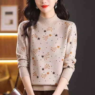 Sweater for Women Autumn Winter Thickened Pullover Warm Knitted Striped Crew Neck Base Layer Stretchy Long Sleeve Oversize Jumper Tops