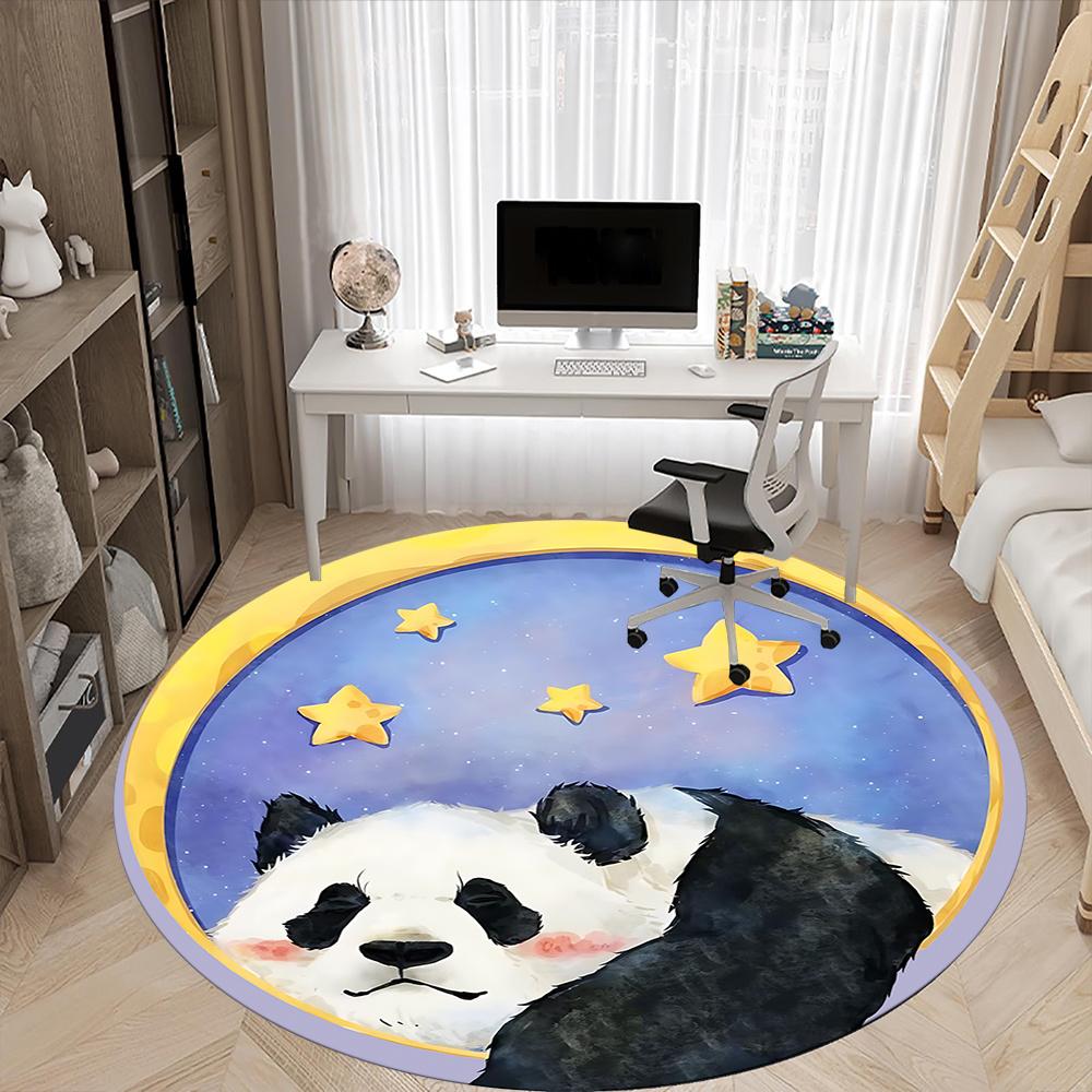 1pc Panda Moon Office Round Area Rug, Indoor Mat Suitable ForOffice, Under Office Chairs Bedroom Living Room Home Decor, Room Decot137