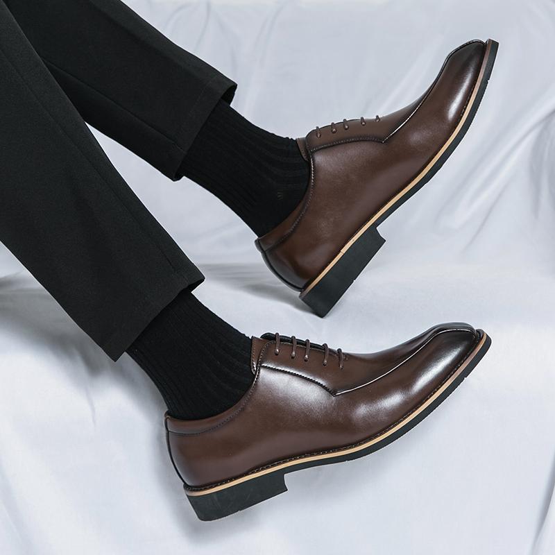 Fashion Men Retro Formal Shoes PU European Style Lace Up Business Office High-quality Derby Shoes Gentlemen Social Shoes Size 38-45