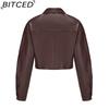 BITCED Spring/Autumn Loose-Fit Casual Leather Jacket for Women Long-Sleeved Single-Breasted Short-Length Jacket