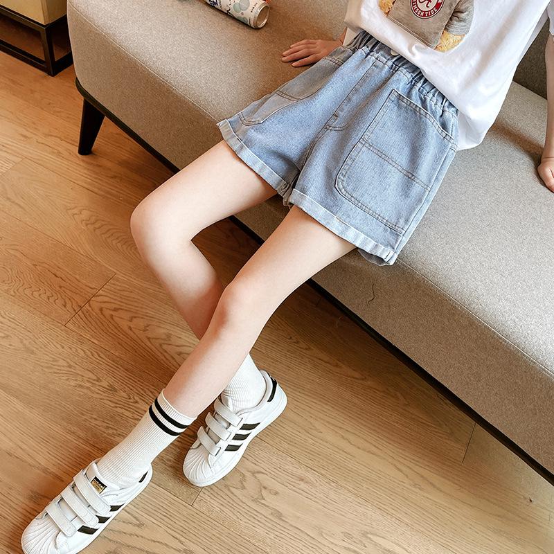 Girls' Summer Checkerboard Denim Shorts - Trendy & Lightweight