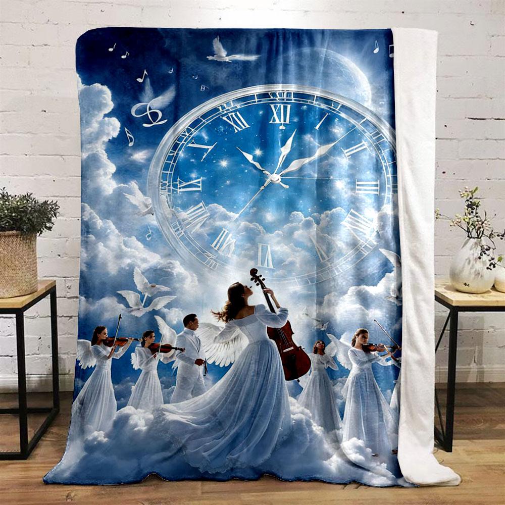 Angelic Clock Symphony Blanket Printed Blanket for Living Room Bed Couch lunch break Soft Cozy Blanket for Friend's festival Gift