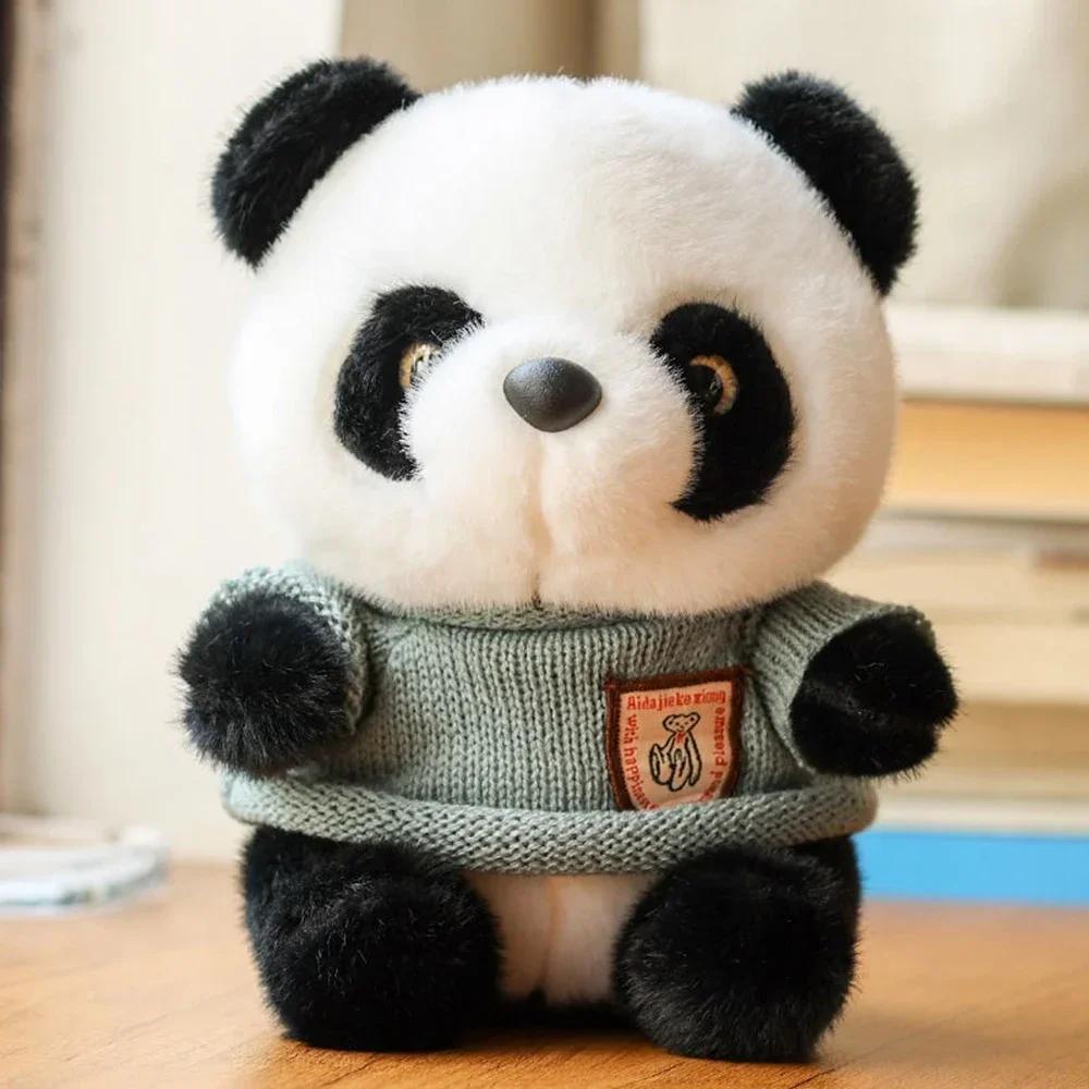 25CM Cute Panda Plush Toy Chinese National Treasure Chuanhoodie Sweater Doll Festival Gifts For Child Birthday Christmas Gifts