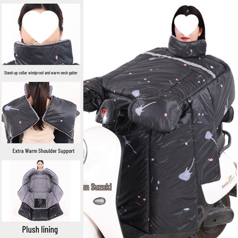 Zimowa osłona przedniej szyby do samochodu elektrycznego i motocykla - Wyściełana polarem, Pogrubiona, Wodoodporna, Wiatroszczelna, Ochrona przed zimnem.