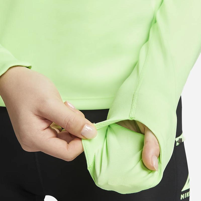 Nike Logo Zip-Up Running Casual Sports Stand Collar Long Sleeve T-Shirt Women Tops Green DM7569-345