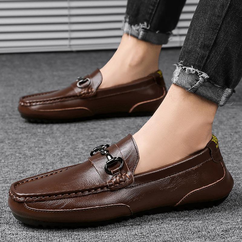 Fashion Spring Autumn Men's Soft Sole Loafers Classic Male Casual Leather Shoes Handmade Male Moccasins Top Quality Male Driving Footwea