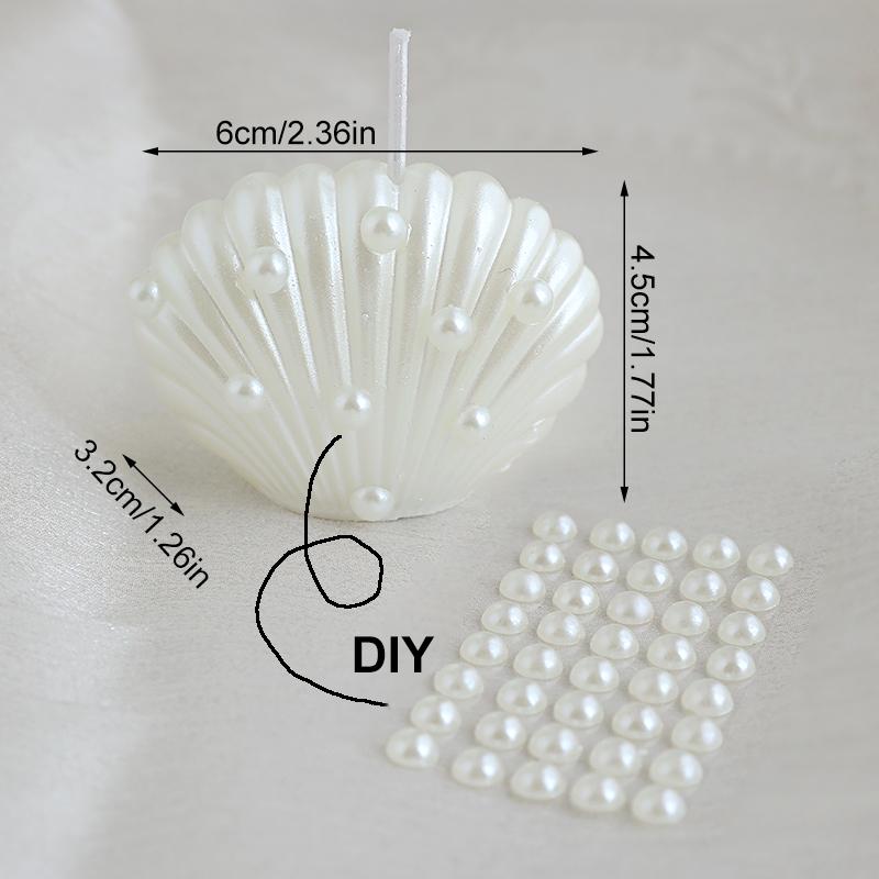 1PC DIY Pearl Bow Shell Aromatherapy Candle Long Burning Time Elegant Handmade Candles Ocean Style White