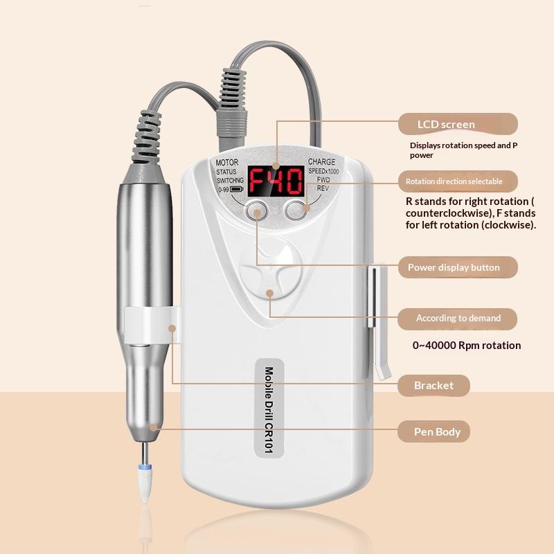 40000Prm Portable Nail Drill Rechargeable Electric Nail File Machine For Nails Gel Polish Removing For Salon Home For Gift