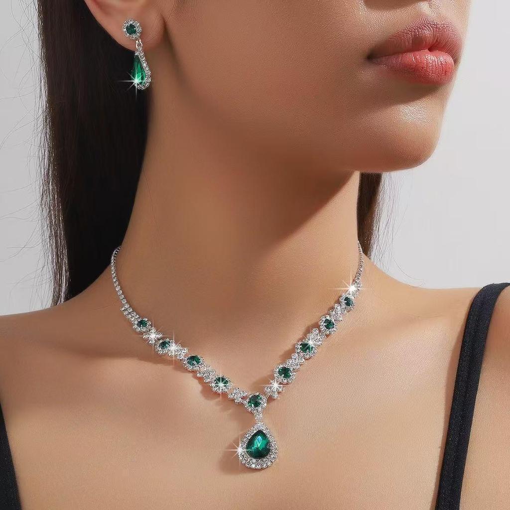 Elegantní mezikontinentální svatební souprava náhrdelníku a náušnic s kamínky
