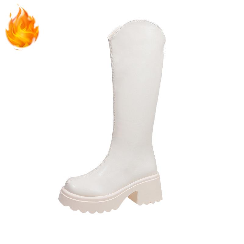 Autumn Winter Platform Thick Heel Women Knee High top Punk Back Zippers Retro Ladies Knight Botas for Adult Women