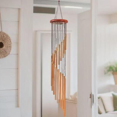 18-Tube Rotating Wind Chime Solid Wood Aluminum for Home Decoration and Gifts