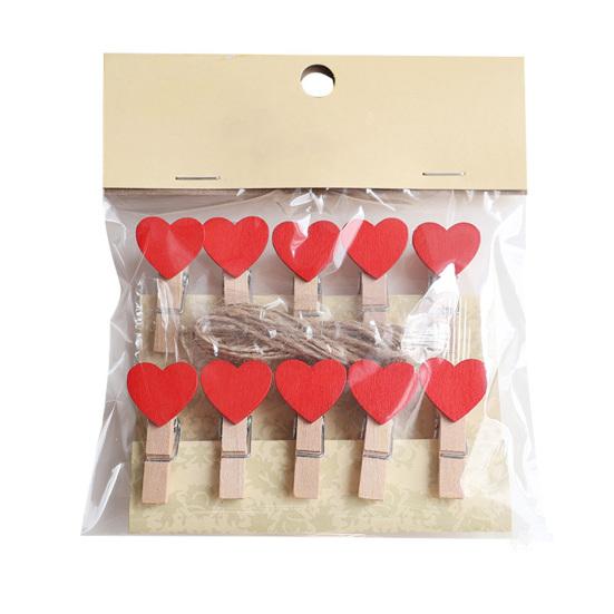 10/20Pcs Wooden Clothespin with Rope Home Classroom Photo Picture Hanging Love Heart Clip Heavy Duty Sock Towel Sheet Laundry Clothing Peg