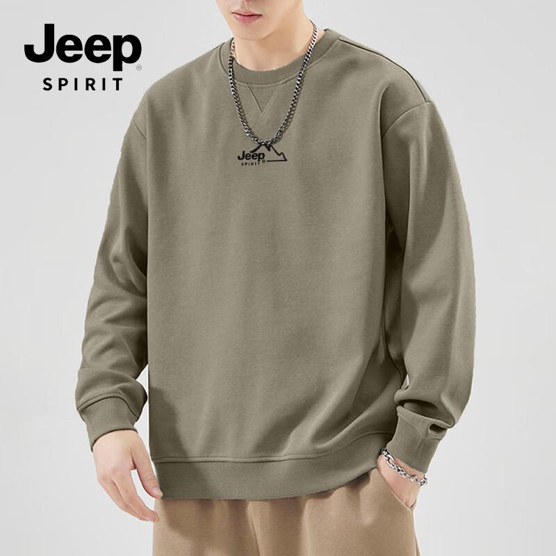 JEEP SPIRIT Men's JJ Logo Round Neck Pullover Sweatshirt