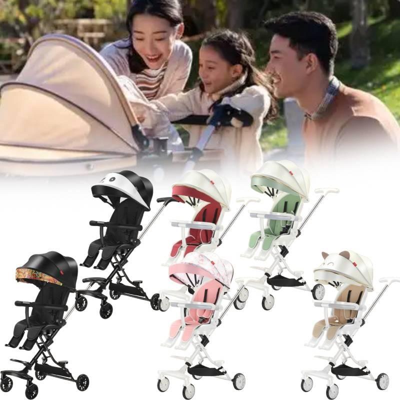 Wheeled Four Collapsible Baby Stroller Lightweight Foldable Seat Convertible