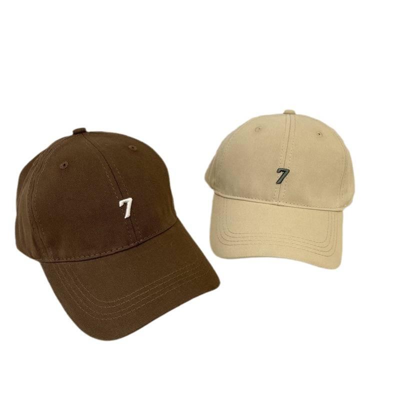 Korean Style Number 7 Embroidery Deep Top Baseball Cap With Wide Brim For Sun Protection And Breathability