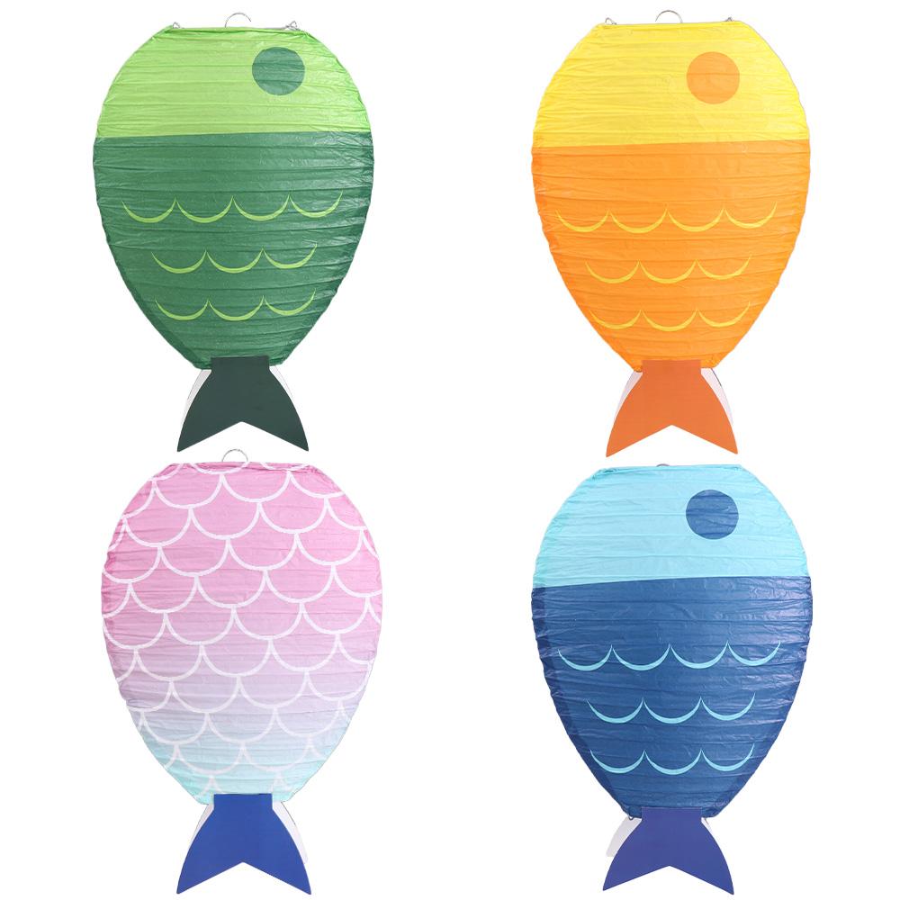 

Praying Chinese Fish Shaped Cute Paper Lanterns Party Supplies Candle Light Decoration green