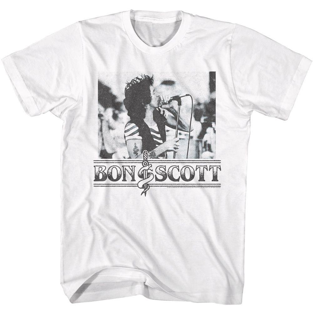 Bon Scott Singing With Microphone Music Shirt XXXL
