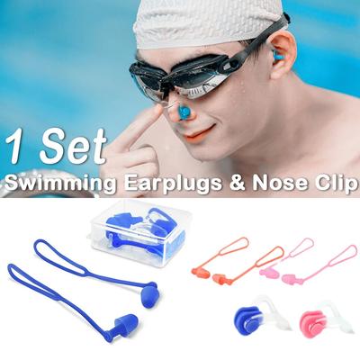 Swimming Earplugs Nose Plugs Set Waterproof Ear Plugs for Swimming Sports Fixed Silicone Nose/Ear Clips Swimming Accessories