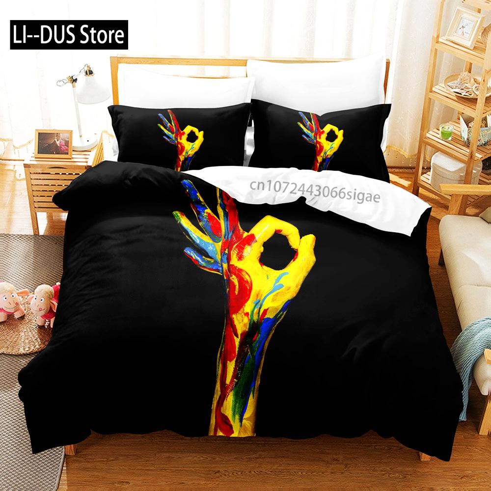 Hand Bedding Set Single Twin Full Queen King Size You And Me Hands Bed Set Aldult Kid Kawaii Duvetcover Sets 3D 006