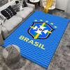 Blue Carpet with Brazil CBF Shield Design and Gold Stars Decor Suitable for use as an anti-slip for living room bedroom sofas