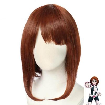 Anime My Hero Academia Ochako Uraraka Kısa Kahverengi Bob Isıya Dayanıklı Cosplay Kostüm Peruk