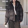 Winter Down Jacket Female White Duck Down Warm Stand Collar Short Puffer Jacket Simple Hooded Thickened Overcoat
