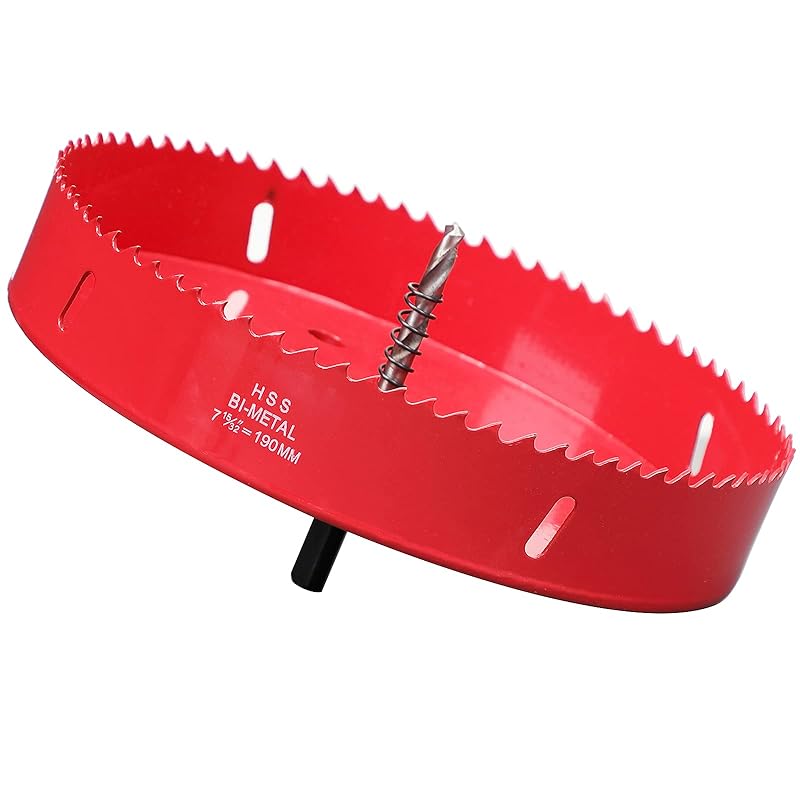Hole Saw 6 1/2 Inch, 30 mm Cutting Depth HSS Bi-Metal Hole Saw for Cutting Wood, Plastic, Drywall, Plasterboard and Soft Metal Sheet, Red