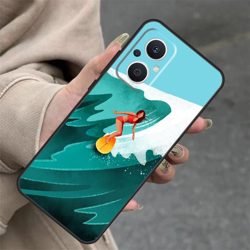 Surfing Wave Case For OPPO Reno 7 8 Lite 10 11 12 13 14 Pro 8T 12F 13F 14F OPPO Find X8 X6 X9 Pro Cover