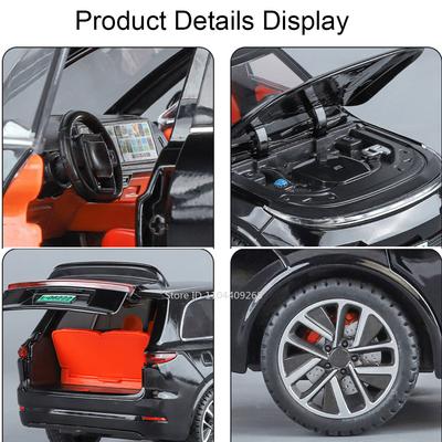 1:24 Li Auto L9 Intelligent Voice Version Car Model Toy Sound Light Shock Absorption Alloy Diecast Vehicle Toys Holiday Presents