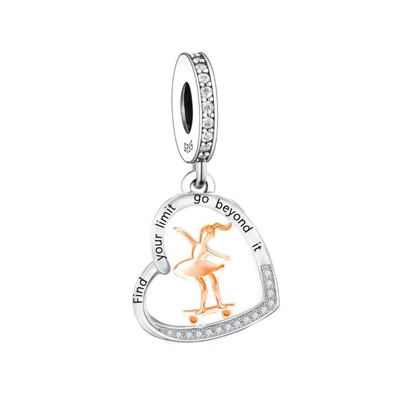 FC Jewelry Fit Original Charm Bracelet 925 Silver Be Strong and Be Yourself Yoga Girl Pendant Bead For Making Berloque DIY