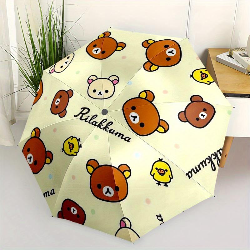 1pc Rilakkuma Cute Bears Chick Pattern Umbrella with Plastic Handle,Suitable for All Seasons Home Travel Outdoor UmbrellaM1128