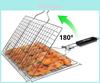 Premium Stainless Steel Foldable Bbq Grilling Basket With Storage Bag Hole Pattern