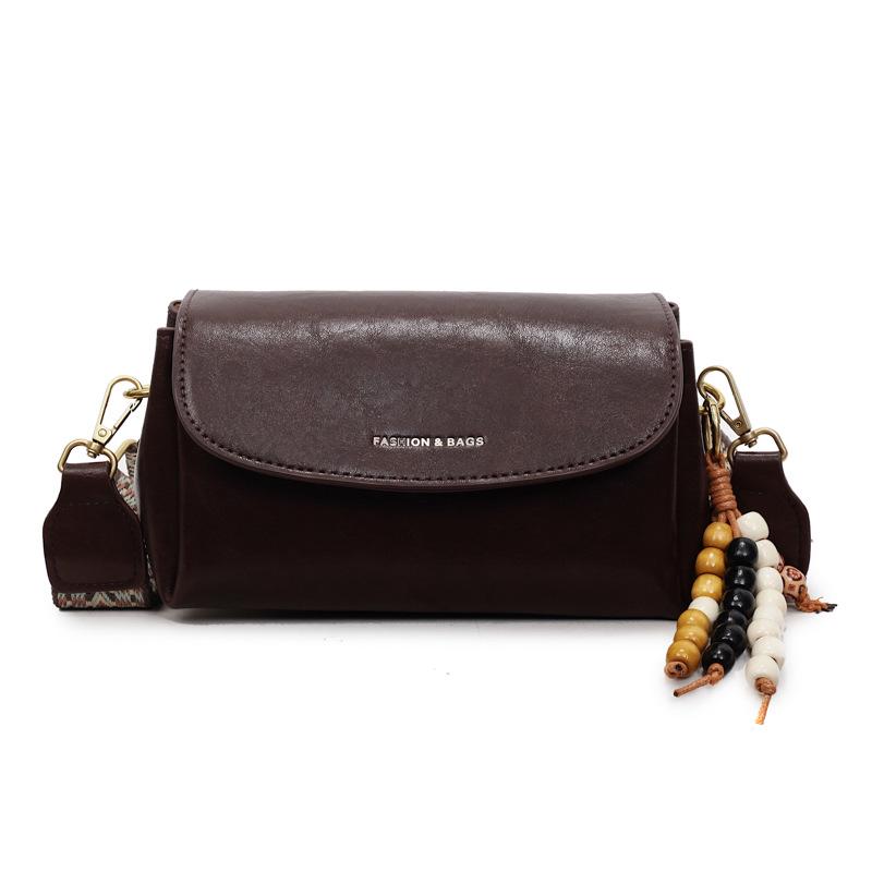 

2025 Autumn/Winter Retro Fashion Crossbody Bag: Soft Leather, Wide Shoulder Strap, High-End Luxury for Women