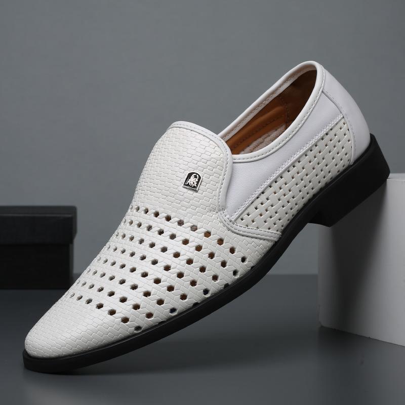 1198 Manufacturers Summer Men's Leather Hole Leather Shoes Comfortable Versatile Breathable British Business Casual Shoes