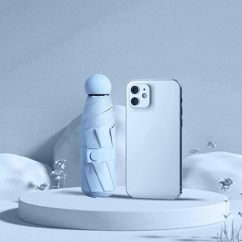 Outdoor Folding Five Fold Umbrella, Weather Resistant Mini Sun Protection Umbrella, Portable Pocket Umbrella