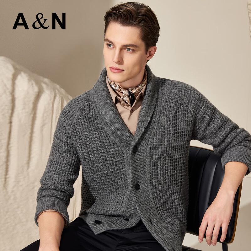 

Antonio Men s Old Money Style Waffle 100% Lambswool Cardigan L