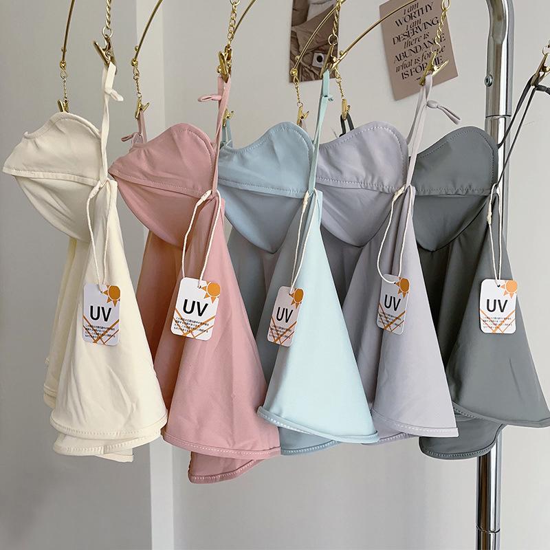Solid Color Ice Silk Mask Sun Proof Uv Protection Face Scarves Windproof Breathable Face Shield Summer