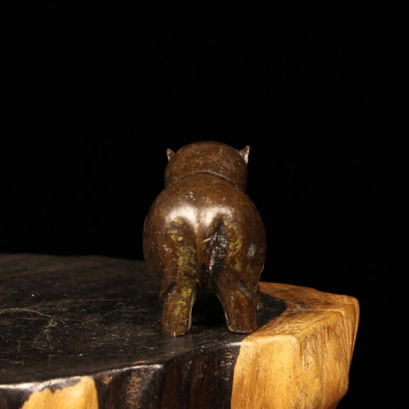 Vintage Purple Hippopotamus Statue Copper Craft River Horse Ornament Feng Shui Home Decoration Accessories Desk Decor Gift