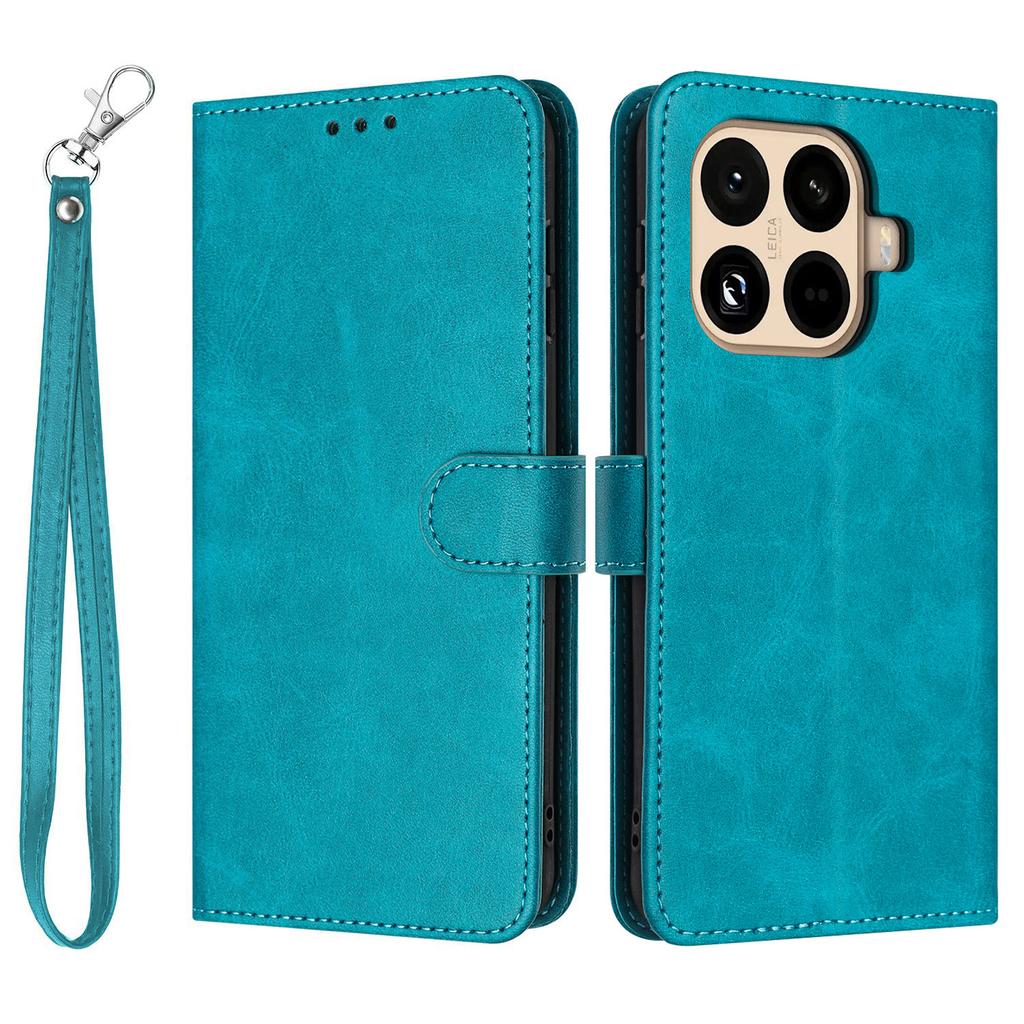 For Xiaomi 15T Pro Case Flip Stand Calf Texture PU Leather Wallet Phone Cover with Strap