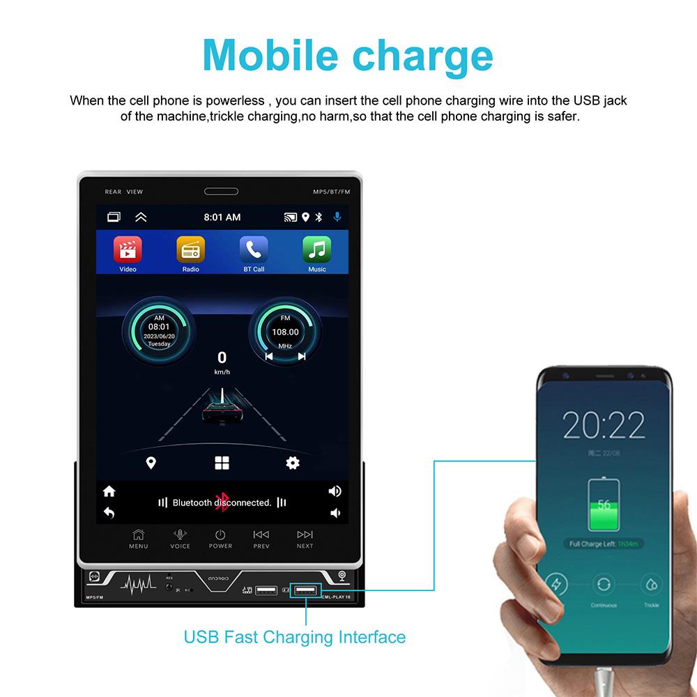 2din CarPlay 9.5inch Vertical Screen Android Radio Car Multimedia Player GPS Navigation Head Unit Stereo WiFi