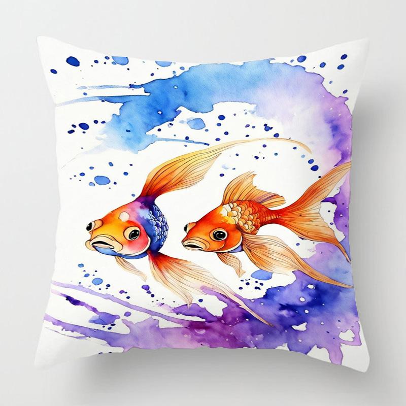 Meereslebewesen Thema Kissenbezug Zuhause Wohnzimmer Sofa Dekorative Kissenhülle 45X 5cm 50X 50cm Maschinenwaschbar Strandstil