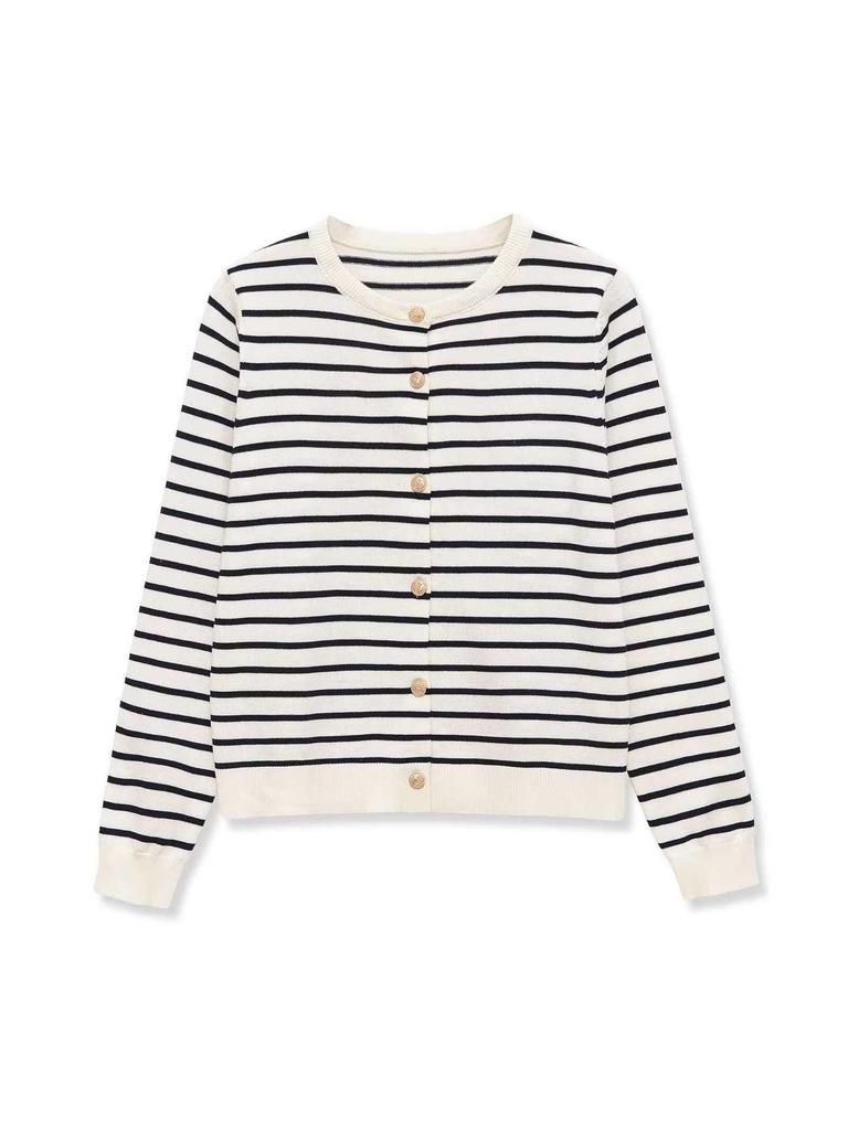 Tricots rayés mode printemps avec boucle métallique pour femmes