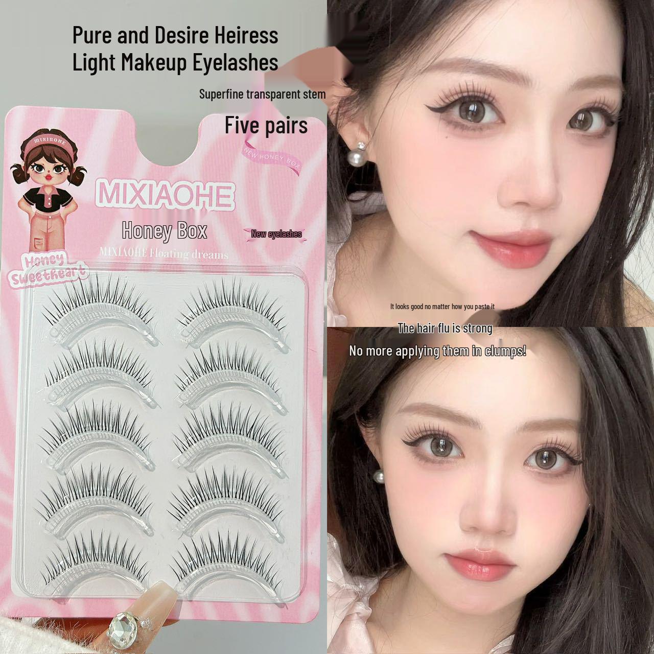 

Honey Box Gold Light Natural False Eyelashes - Root by Root Clear Stem