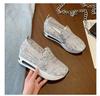 Spring Korean version of the new lace mesh 2025 casual foot cover high heel inner height increase muffin sole women's single shoes