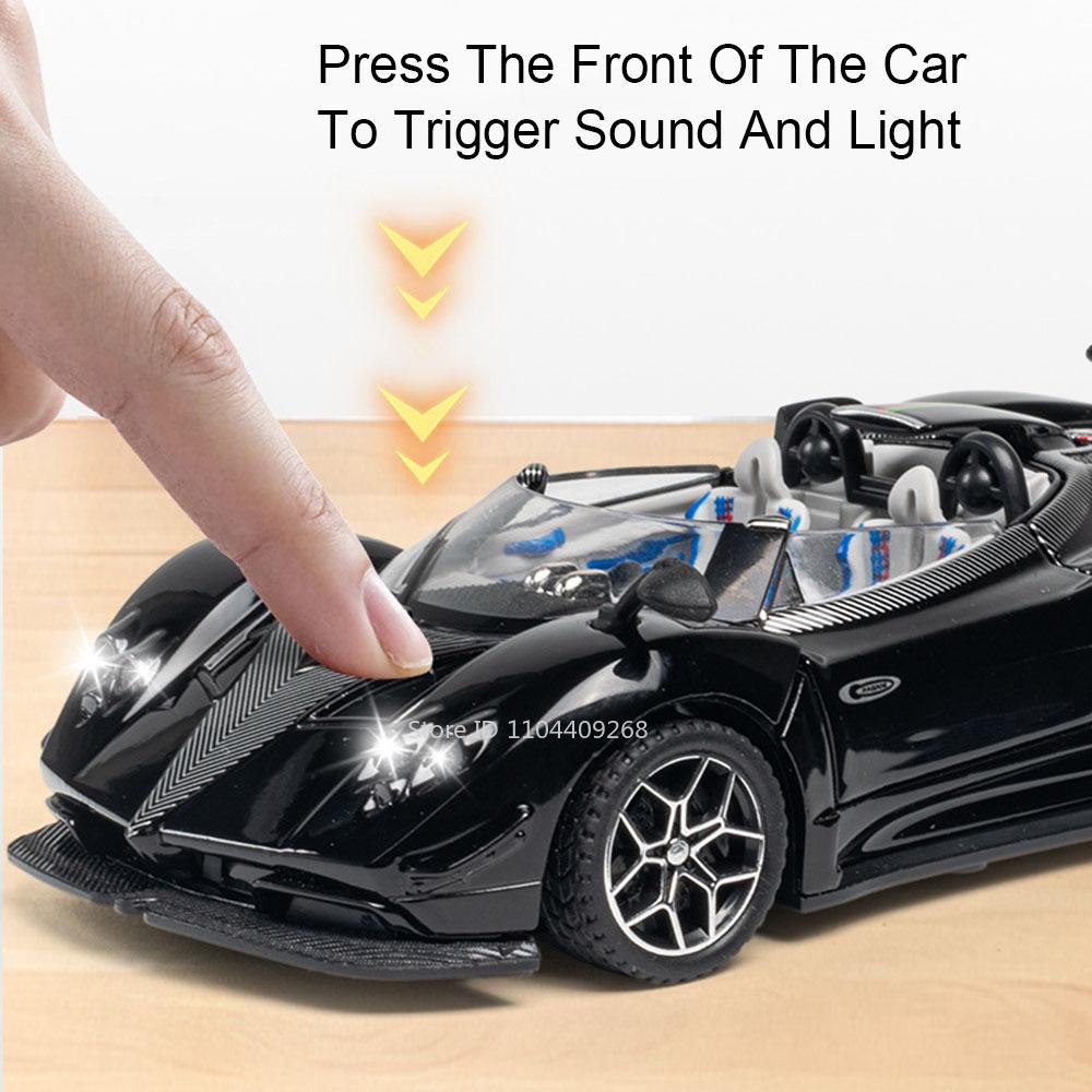 1:32 Pagani Zonda Apollo EVO Toy Car Model Sound Light Diecast Metal Doors Opened Vehicle Models Boys Hobby Ornaments Gifts