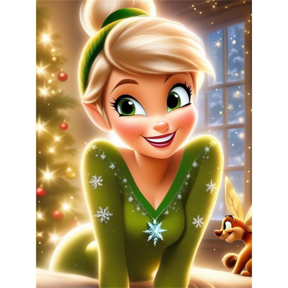 

Disney 5d DIY Diamond Painting Wonderful Fairy Tinkerbell Christmas Themed Illustration Art Embroidery Mosaic Cross Stitch Home Decor Gift Crafts Round 20x30cm
