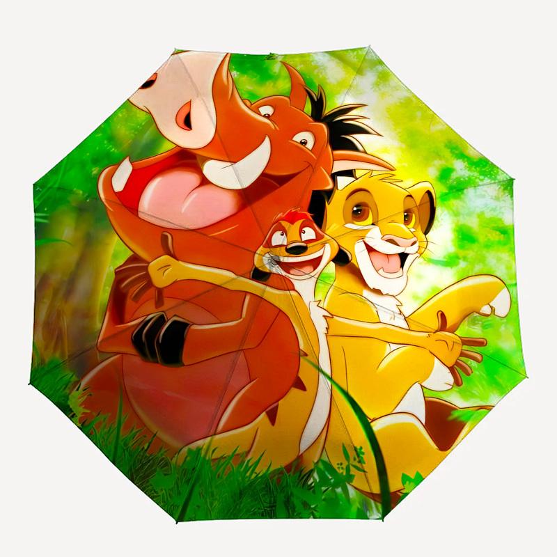Lion King Themed Automatic Opening and Closing Umbrella, Brightly Colored 8-rib Portable Umbrella, Suitable for Men and Women, A Perfect Gift for Chri