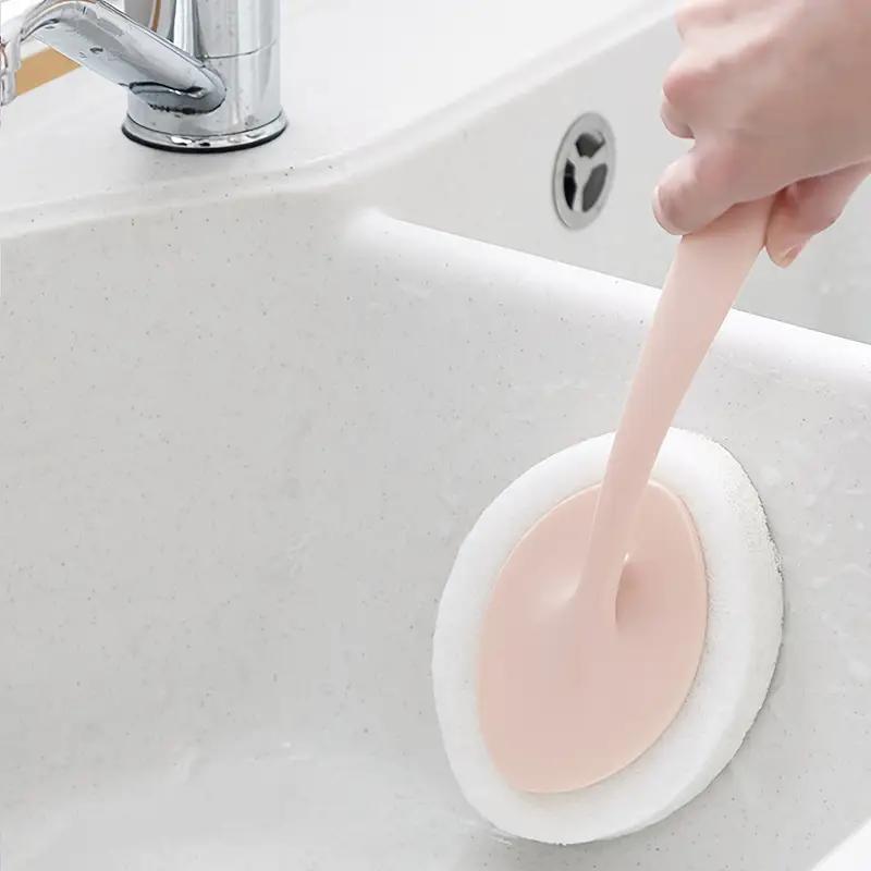 Long-handled Multifunctional Cleaning Sponge Brush Dishwashing Kitchen Toilet Bathroom Decontamination Tool Tile Floor Wipe