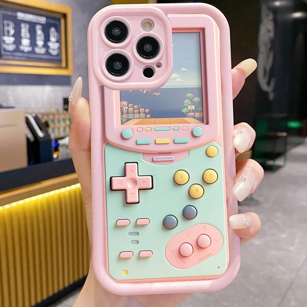 Pink Game Console 2D Pattern Phone Case Suitable for iPhone 17 16 15 14 13 12 11Pro/Max/Plus Anti Drop and Shockproof Back Cover