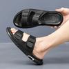  Trendy Men's Slip-On Beach Slippers with Casual Buckle, Comfortable Flat Heel Cover for Couples
